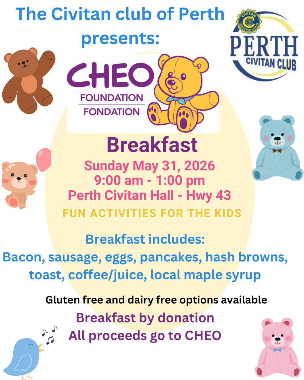 Poster for Perth Civitan CHEO Breakfast